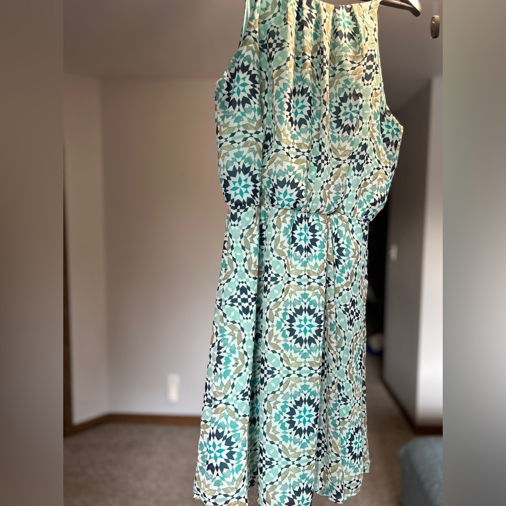 Blue geometric racerback dress